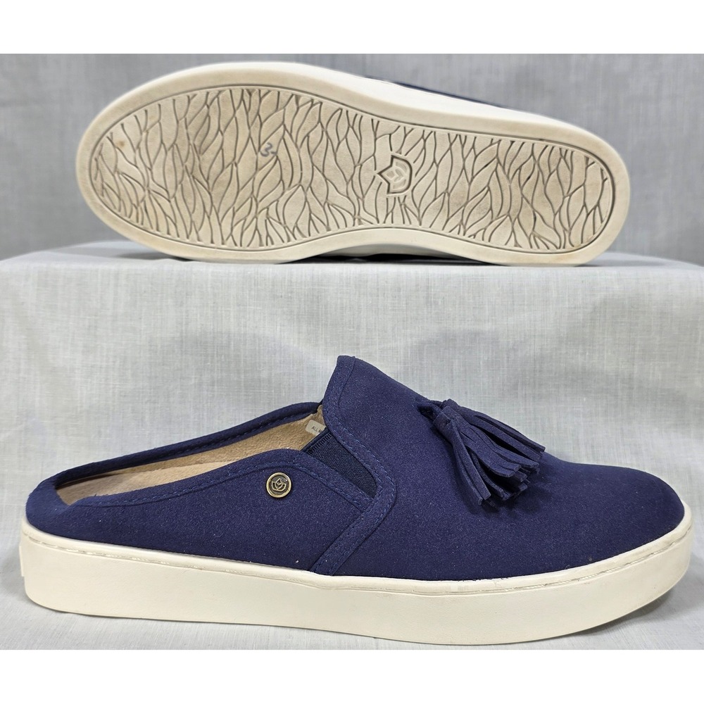 Spenco Women's Navy Blue Tassel Mule Sneakers Slip On Platform Shoes Size 8 - Picture 5 of 10